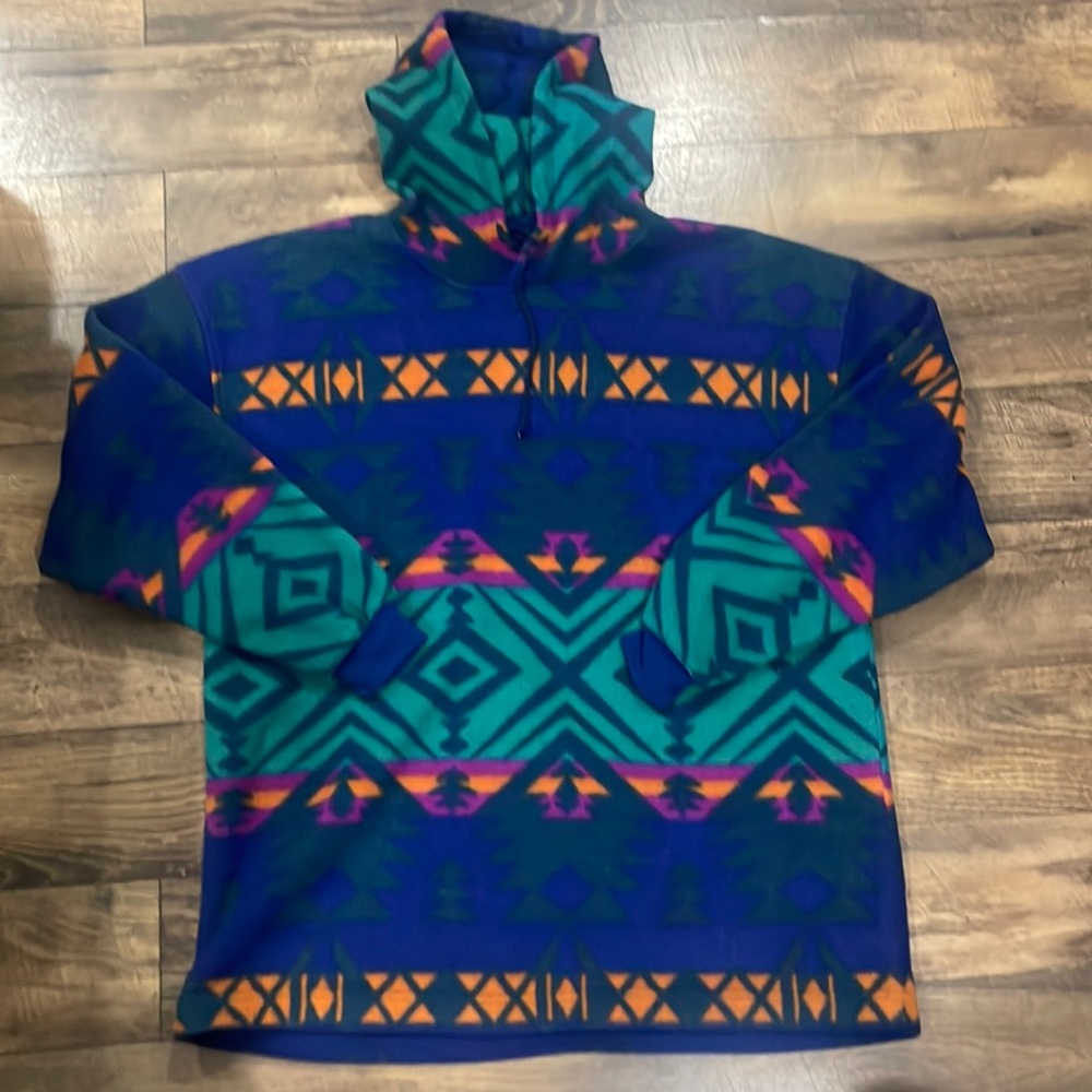 Vintage great outdoors by block Aztec print hooded sweatshirt